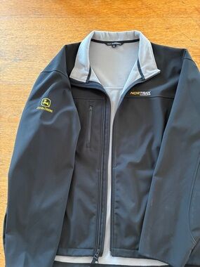 Port Authority Black Softshell Jacket with Gray Lining and Yellow Logos
